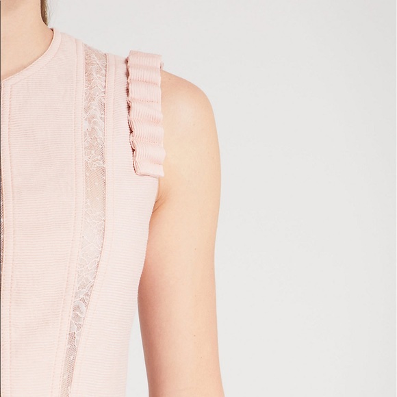 NWOT Sandro Paris Lace Inset Ruffle Dress in Blush FR 36; US 2-4 / Small - Picture 6 of 16